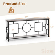 2-Tier Faux Marble Top Console Table with Storage Shelf for Hallway-Rustic Brown