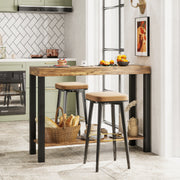 2-Tier Home Bar Table with Open Shelves and Storage for Home Kitchen Living Room Pub-Rustic Brown