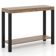 2-Tier Home Bar Table with Open Shelves and Storage for Home Kitchen Living Room Pub-Rustic Brown