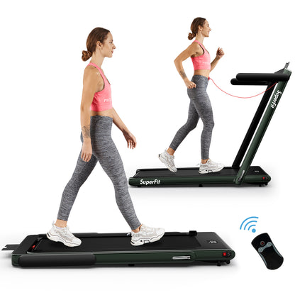 2.25HP 2 in 1 Folding Treadmill with APP Speaker Remote Control-Green - Green