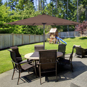 10 Feet Patio Solar Umbrella with Crank and LED Lights-Tan