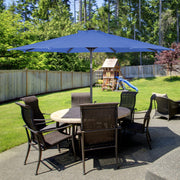 10 Feet Patio Solar Umbrella with Crank and LED Lights-Blue