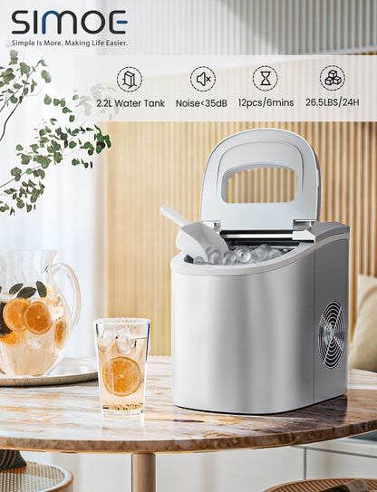 Mini Portable Compact Electric Ice Maker Machine-Silver