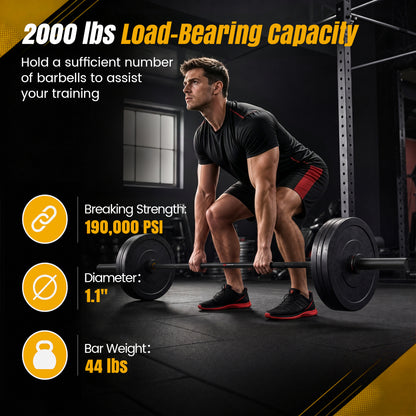 7ft Olympic Barbell 2000 lbs Capacity for Weightlifting