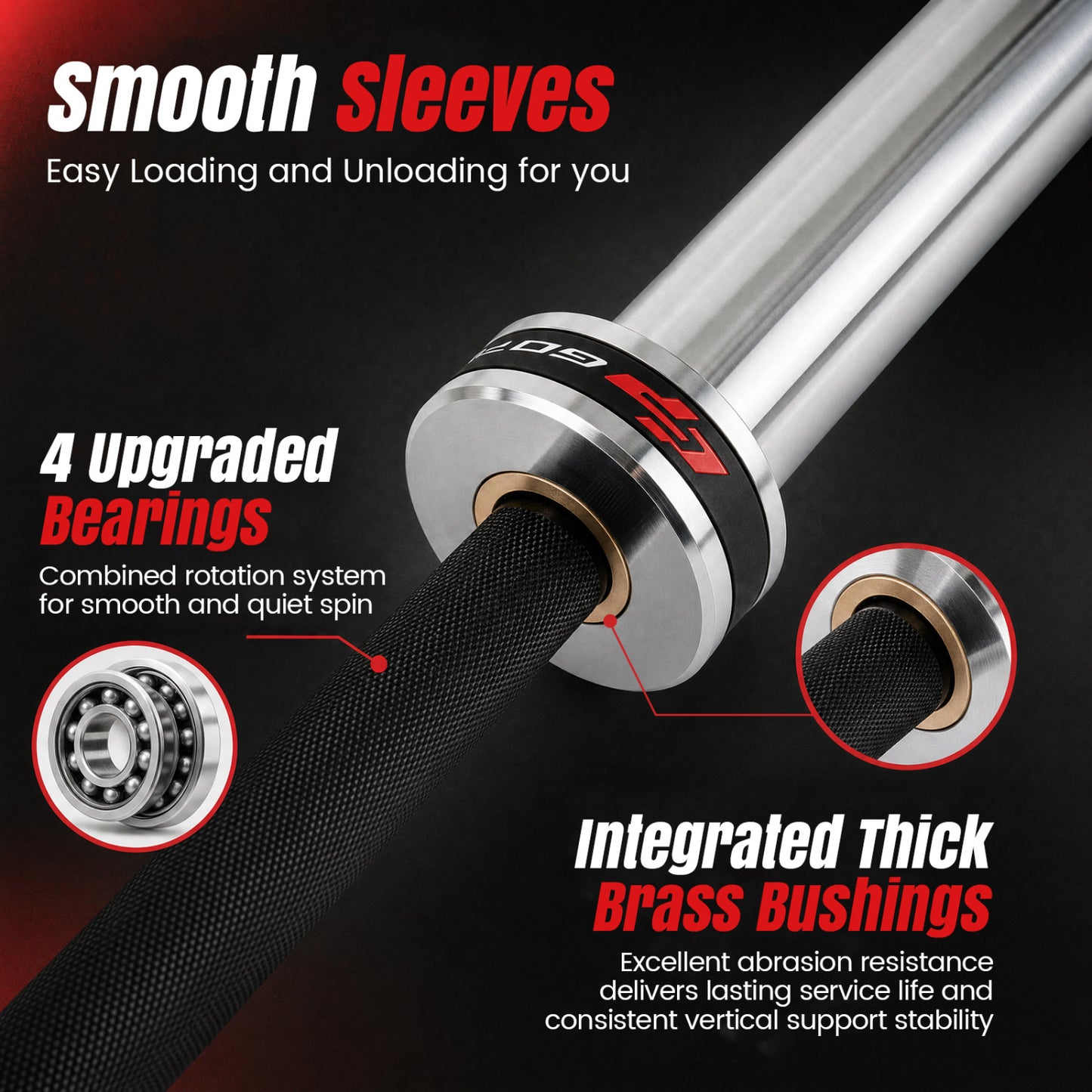 7ft Olympic Barbell 2000 lbs Capacity for Weightlifting