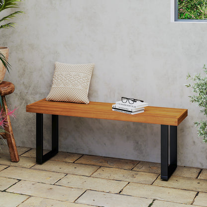 Acacia Wood Outdoor Bench 48 Inch Long Patio Dining Bench-1 Piece