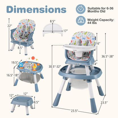 16-in-1 Baby High Chair with Activity Center and Booster Seat for Babies and Toddlers-Celadon