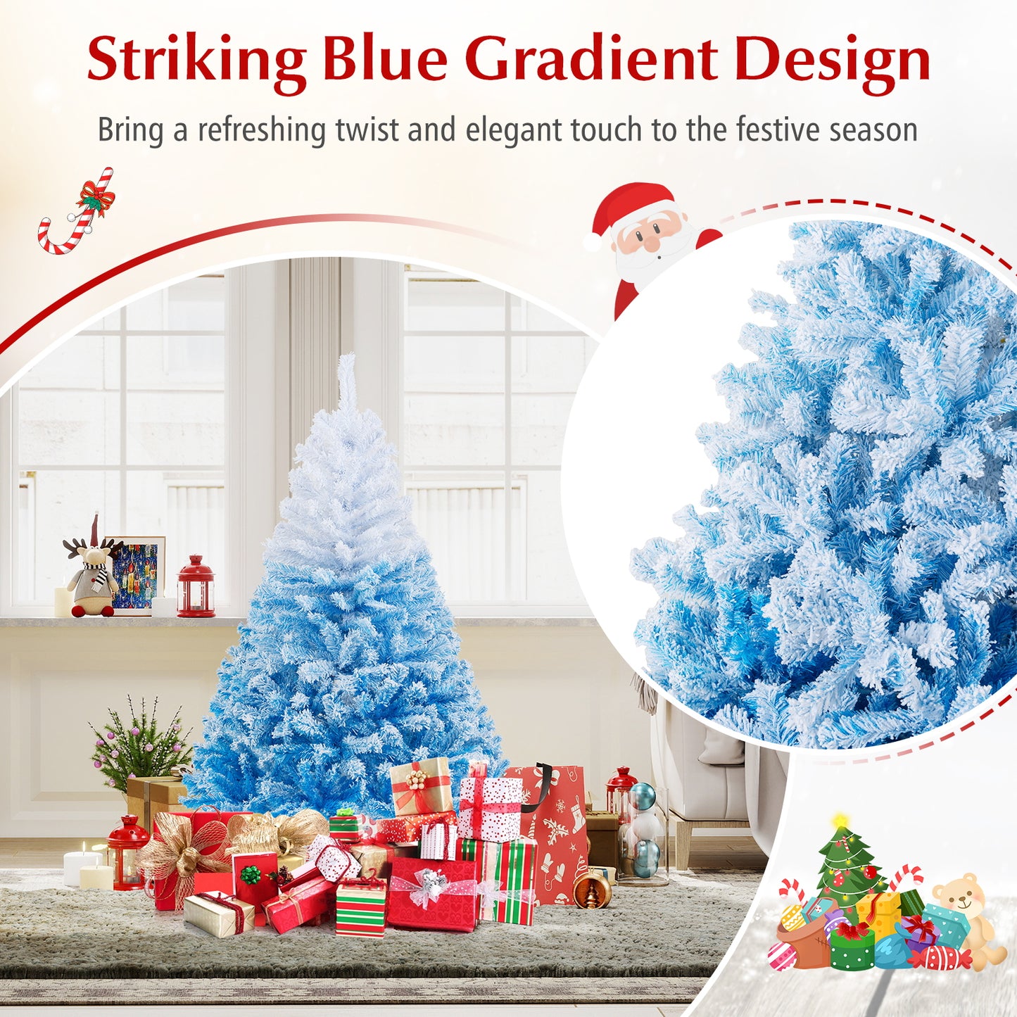2025 New Artificial Christmas Tree with 456 Branch Tips and Folding Metal Stand-5FT
