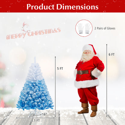 2025 New Artificial Christmas Tree with 456 Branch Tips and Folding Metal Stand-5FT