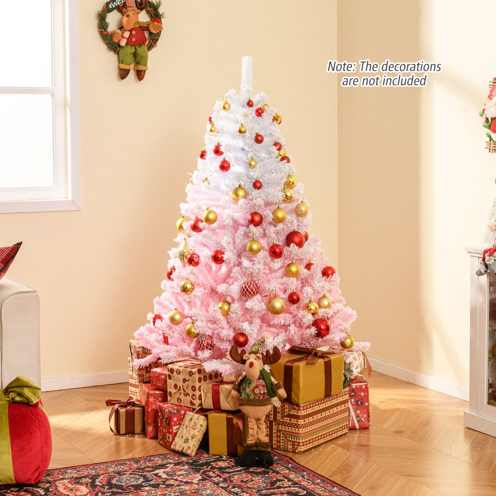 2025 New Artificial Christmas Tree with Folding Metal Stand and 456 Branch Tips-5FT