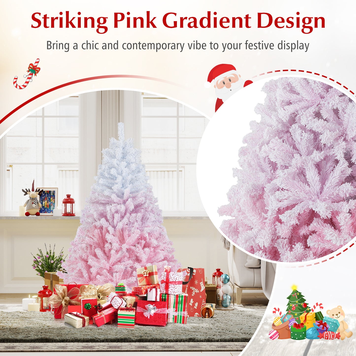 2025 New Artificial Christmas Tree with Folding Metal Stand and 456 Branch Tips-5FT