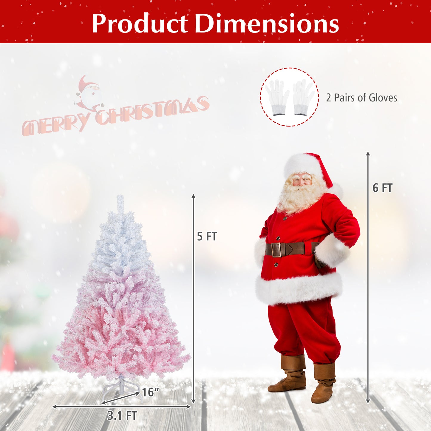 2025 New Artificial Christmas Tree with Folding Metal Stand and 456 Branch Tips-5FT
