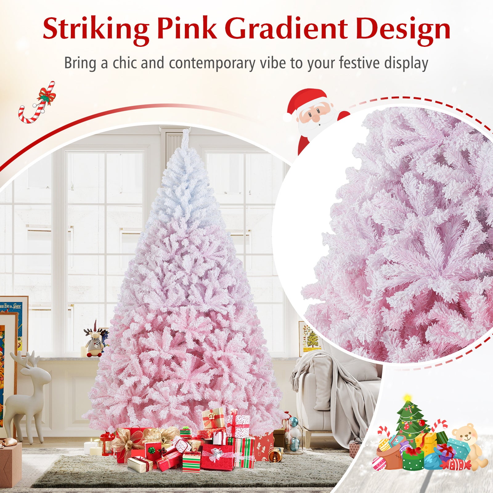 2025 New Artificial Christmas Tree with Folding Metal Stand and 456 Branch Tips-8 FT