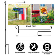 Garden Flag Stand Flagpole Weatherproof Wrought Iron Coated Yard Flag Holder