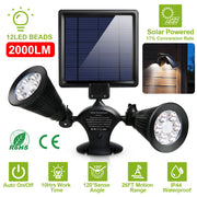 Solar Lights Outdoor Solar Power Motion Sensor Spotlights 2000lm Security Lights