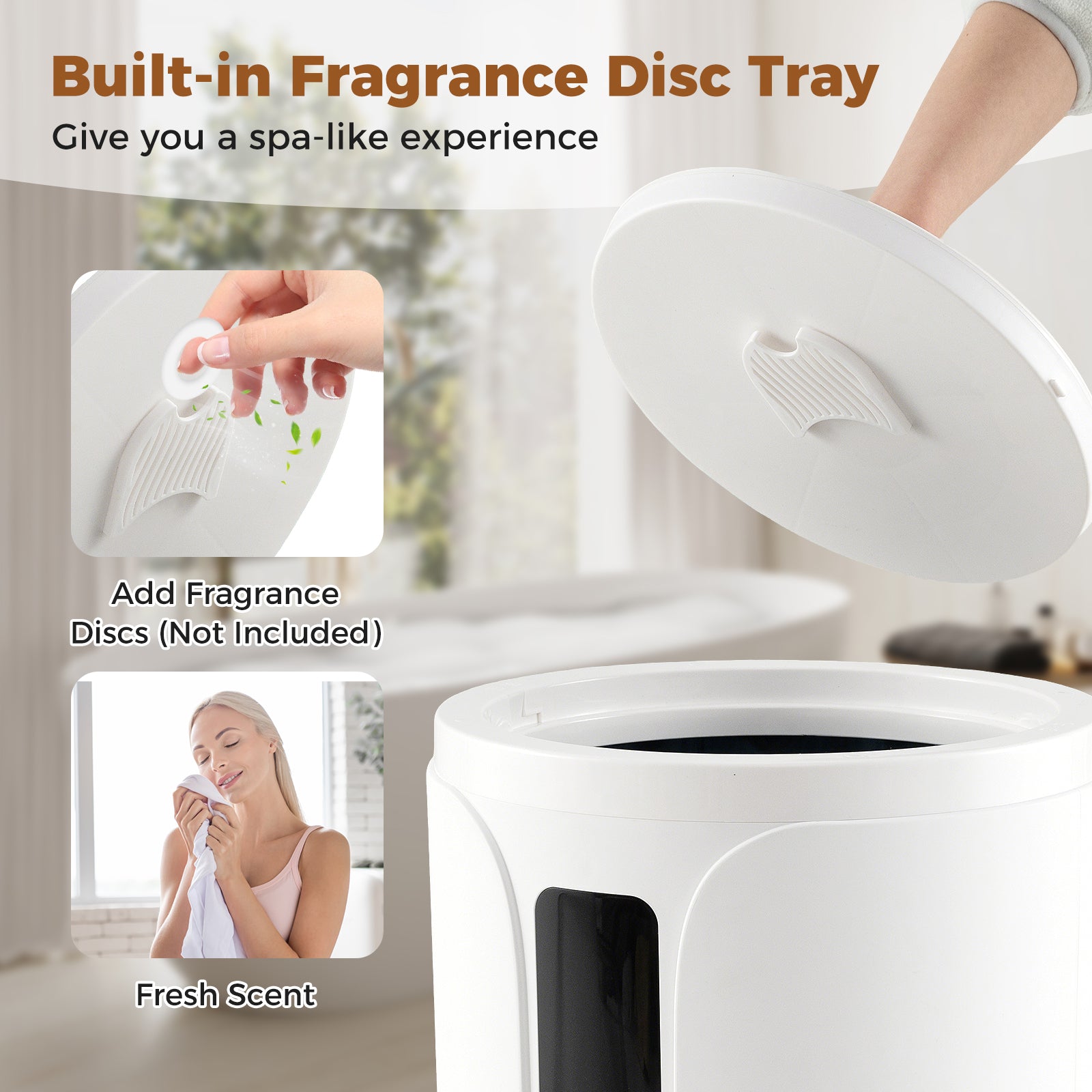 20L Hot Towel Warmer Bucket with 30/60/90 Min Heating Time-White
