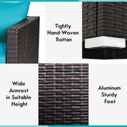 2PCS Patio Rattan Sectional Conversation Sofa Set-Blue