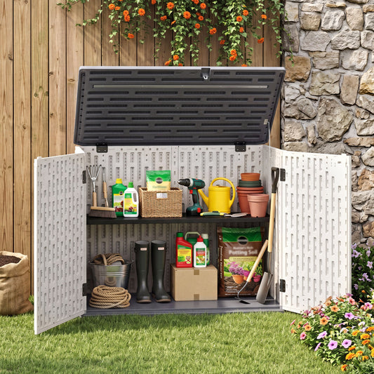 20 Cu.Ft Horizontal Resin Storage Shed with Adjustable Shelf