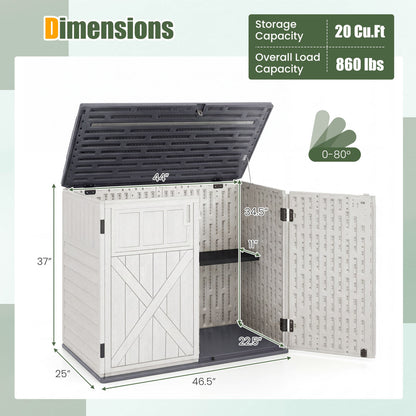 20 Cu.Ft Horizontal Resin Storage Shed with Adjustable Shelf