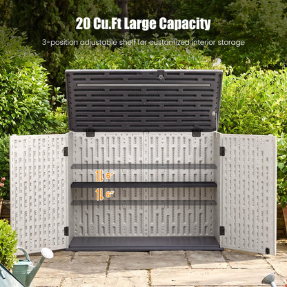 20 Cu.Ft Horizontal Resin Storage Shed with Adjustable Shelf