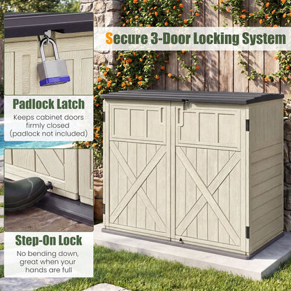 20 Cu.Ft Horizontal Resin Storage Shed with Adjustable Shelf