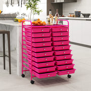 20 Removable Drawers Rolling Storage Cart Studio Organizer-Pink