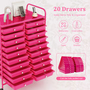 20 Removable Drawers Rolling Storage Cart Studio Organizer-Pink