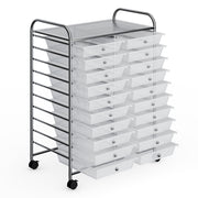 20 Drawers Storage Rolling Cart Studio Organizer-Transparent