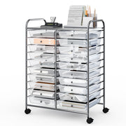 20 Drawers Storage Rolling Cart Studio Organizer-Transparent
