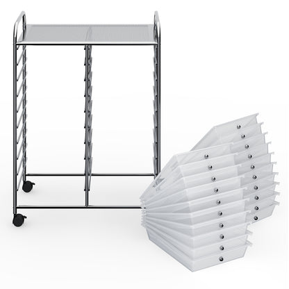 20 Drawers Storage Rolling Cart Studio Organizer-Transparent