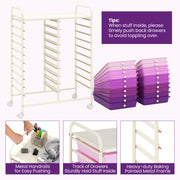 20 Drawers Rolling Storage Cart Studio Organizer-Purple
