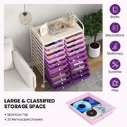20 Drawers Rolling Storage Cart Studio Organizer-Purple