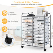 20 Drawers Storage Rolling Cart Studio Organizer-Transparent