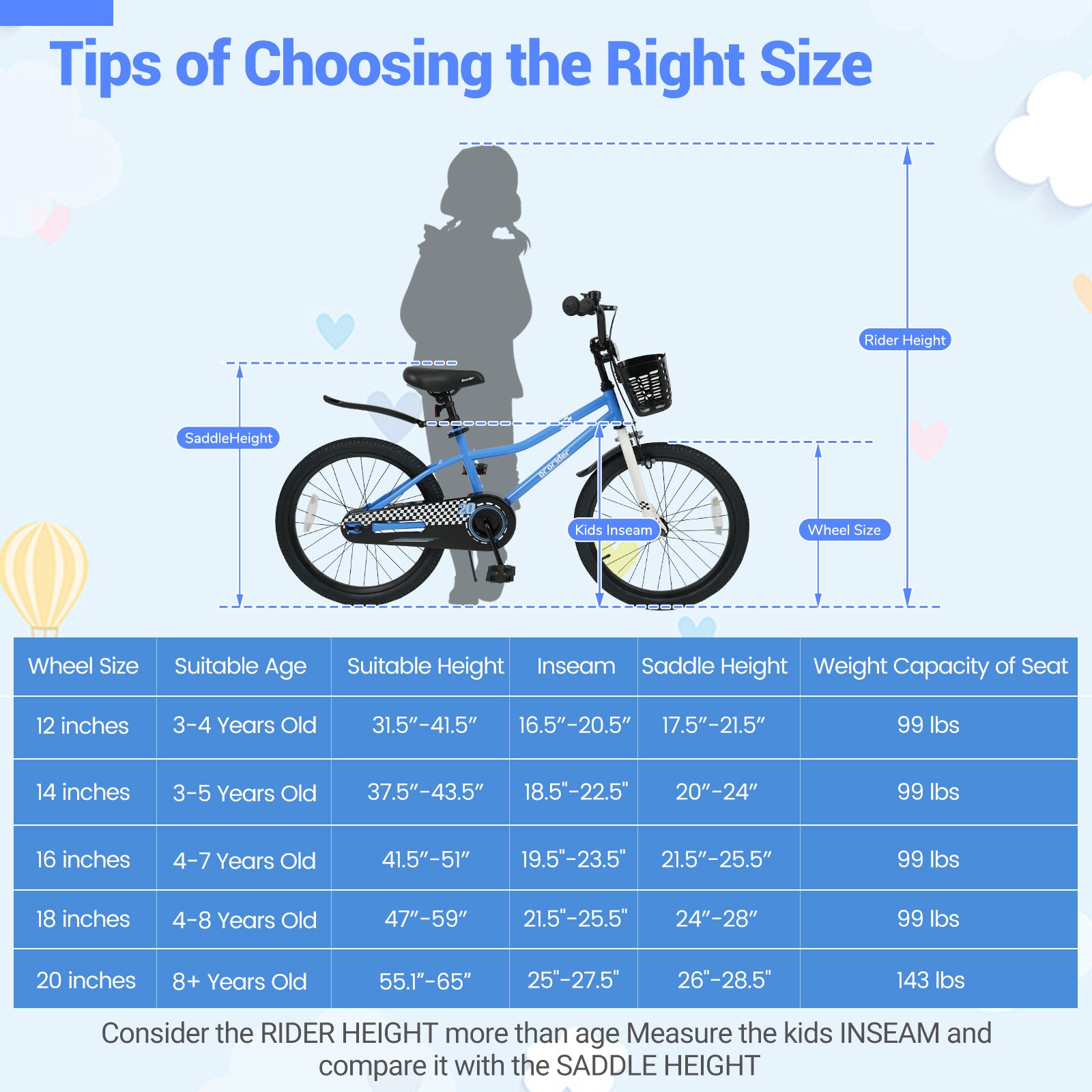 20 Inch Kids Bike Adjustable with Kickstand and Storage Basket for Aged 8+ Years-Navy