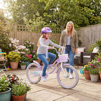Kids Bike 12-20 Inch with Training Wheels & Basket Purple