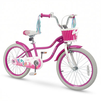 Kids Bike 18-Inch with Training Wheels and Basket Rose Red