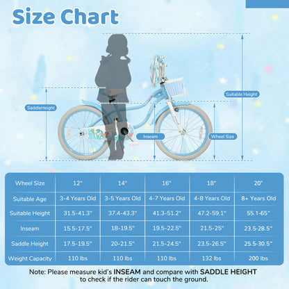 Kids Bike 12-20 Inch with Training Wheels & Basket