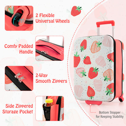 20 Inch Kids Rolling Luggage Foldable Hardshell Carry-on Suitcase on Wheels