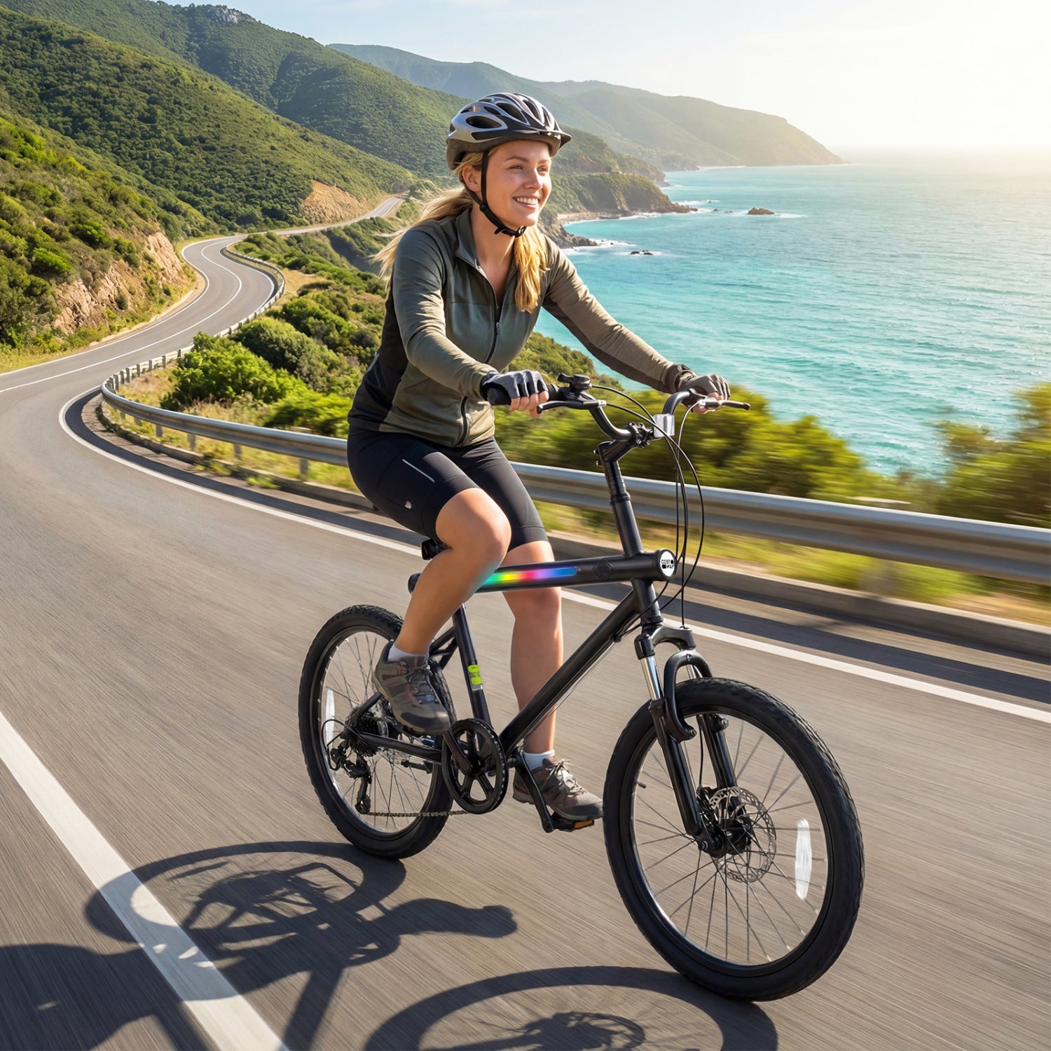 20 Inch Commuter Bicycle LED-lit with 6-Speed Shimano Twist Shifting and Stereo Speakers