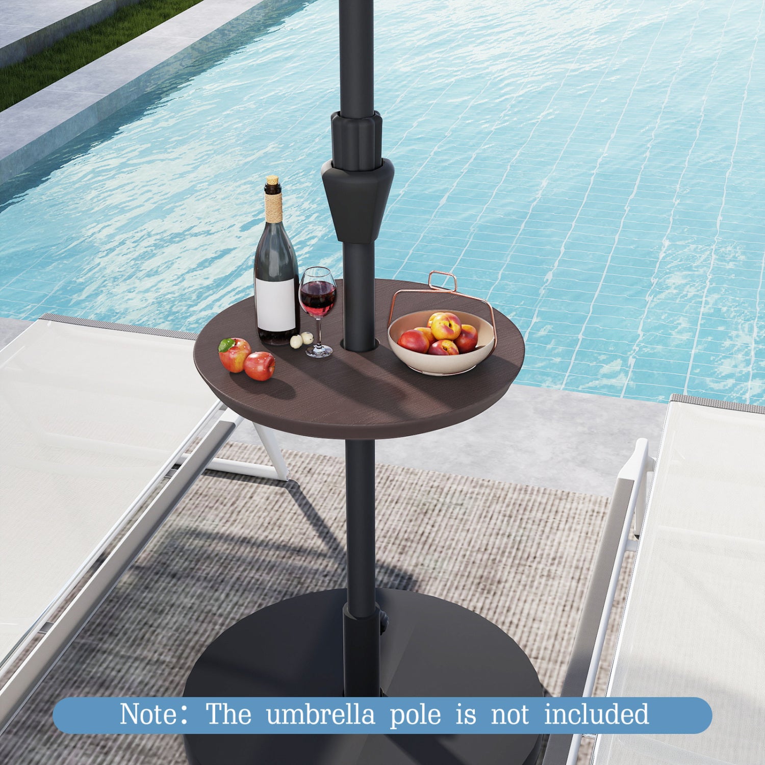 20 Inch Outdoor Adjustable Umbrella Table for 2 Sizes Patio Umbrella Pole-Coffee