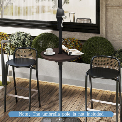 20 Inch Outdoor Adjustable Umbrella Table for 2 Sizes Patio Umbrella Pole-Coffee