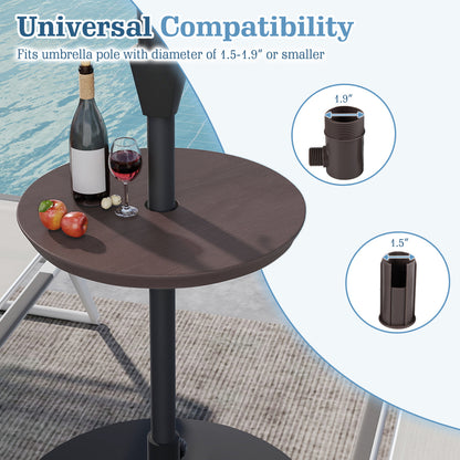 20 Inch Outdoor Adjustable Umbrella Table for 2 Sizes Patio Umbrella Pole-Coffee