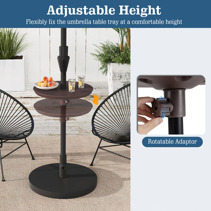 20 Inch Outdoor Adjustable Umbrella Table for 2 Sizes Patio Umbrella Pole-Coffee