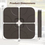 20 Inch Patio Offset Water Filled Plate Umbrella Base Sand-Coffee