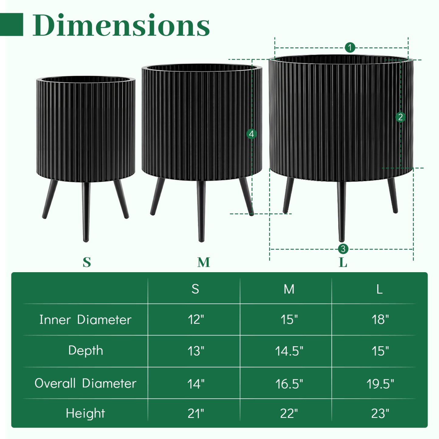 20-Inch Raised Metal Planter with Stand and Drainage Holes