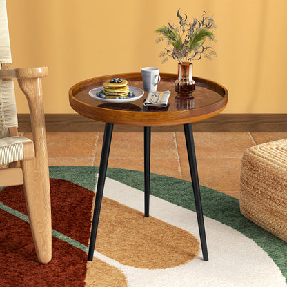 Round Sea Shell End Table with Epoxy Resin Finish