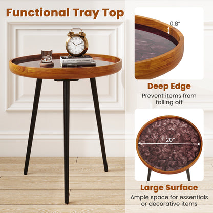 Round Sea Shell End Table with Epoxy Resin Finish