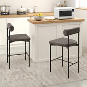 20 Inch Upholstered Bar Stools Set of 2 Counter Height Bar Chairs with  Backrest-Gray