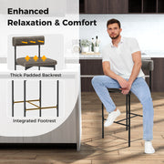 20 Inch Upholstered Bar Stools Set of 2 Counter Height Bar Chairs with  Backrest-Gray