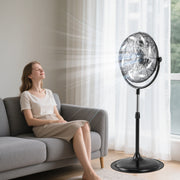 18 Inches High Velocity Pedestal Fan with 3 Speeds and Adjustable Height-Black